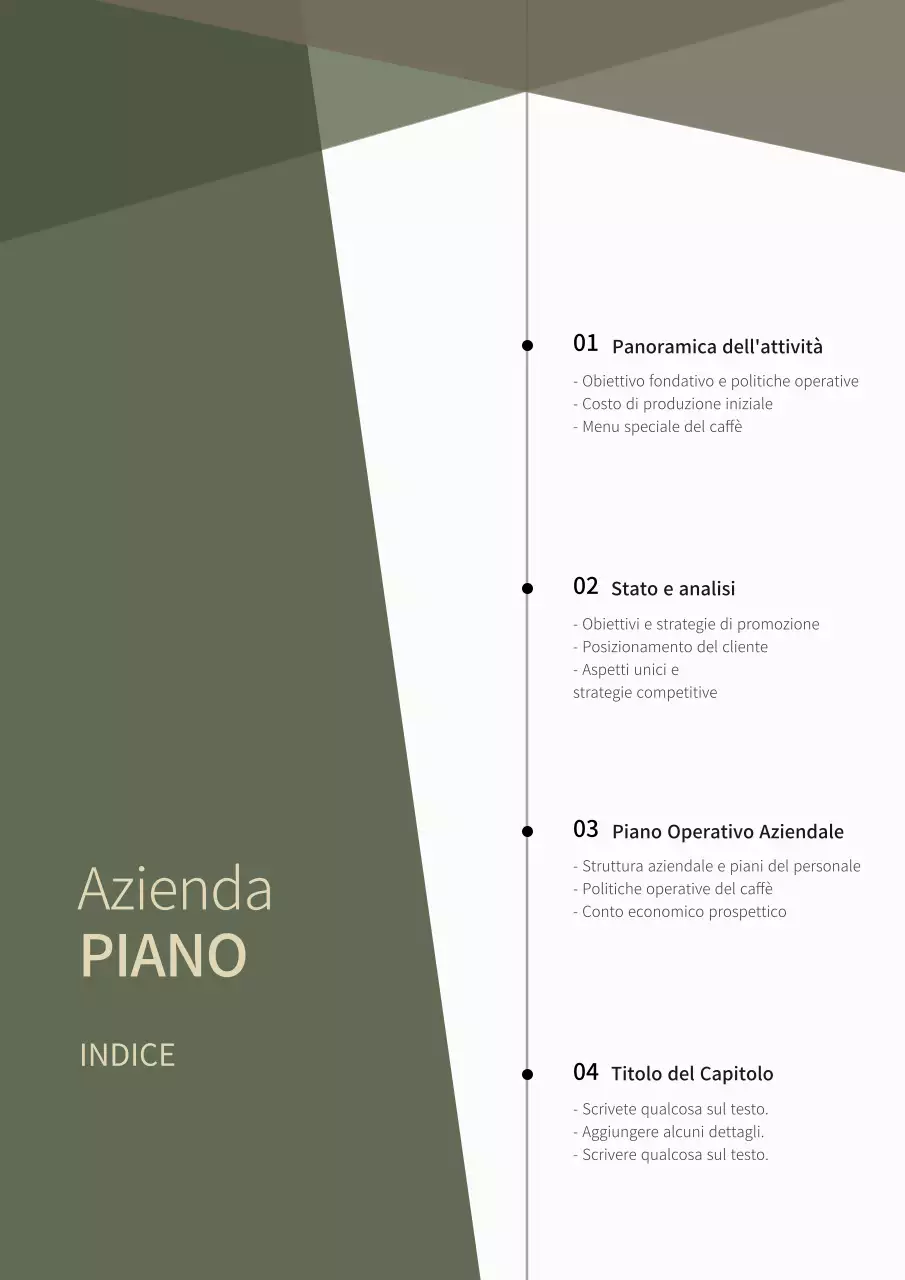 Piano aziendale di concetto diagonale semplice in verde