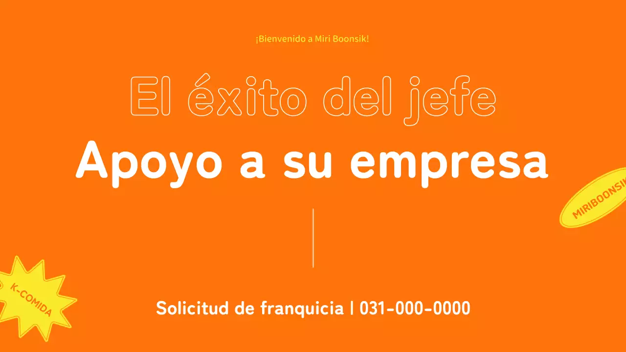 Perfil de empresa de catering con acentos de color naranja y amarillo y disposición de fotos