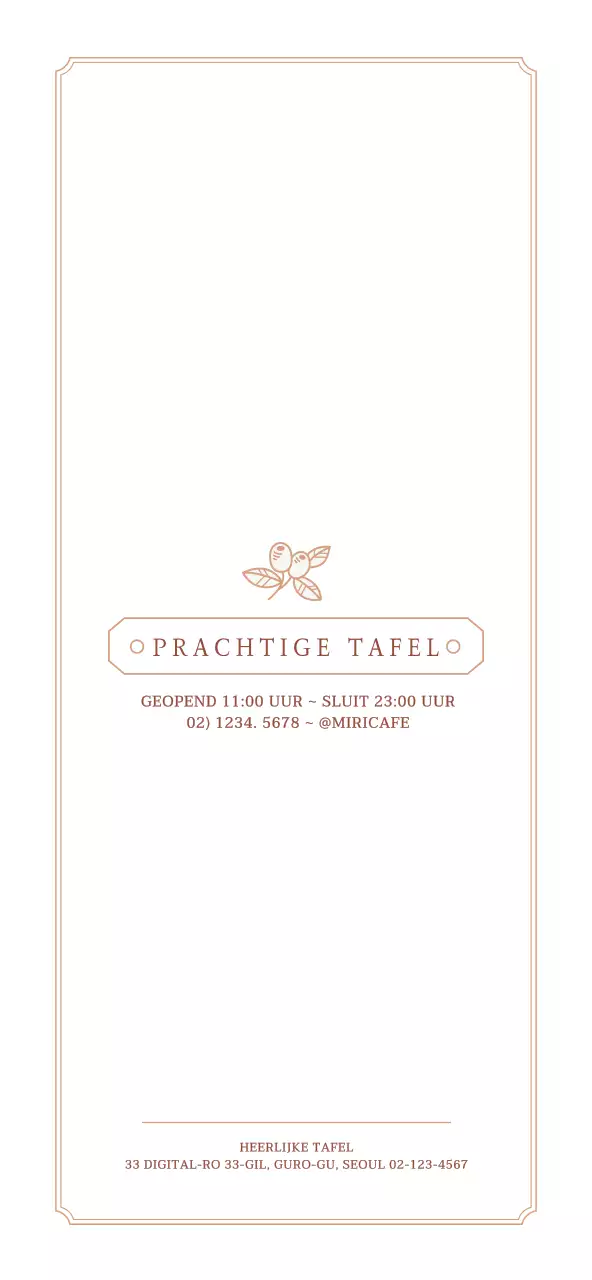 Lichtbruin en wit eenvoudige stijl café tabel menu gids