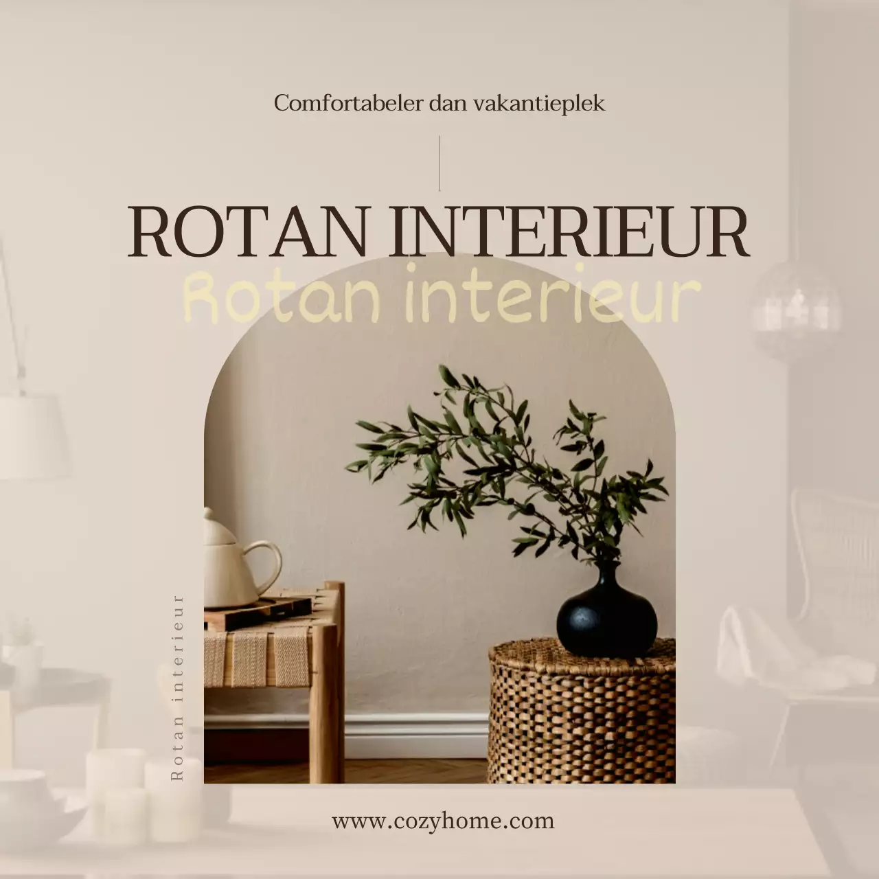 Een ontspannen rotan evenement in beige en bruine tinten (Social Media Squares)