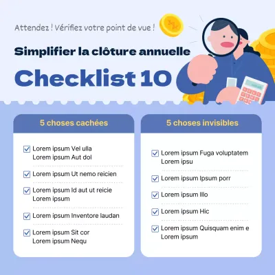 Mignonne liste de contrôle fiscale de fin d'année illustrée en bleu