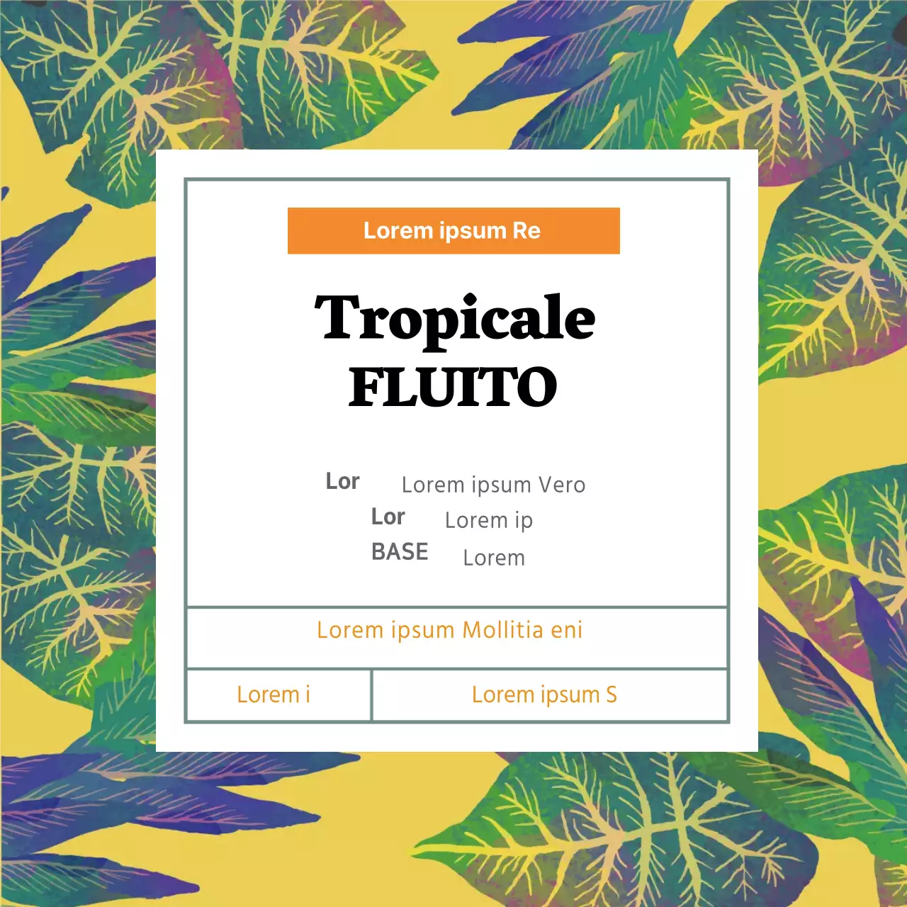 Giallo verde illustrazione modello tropicale profumo etichetta