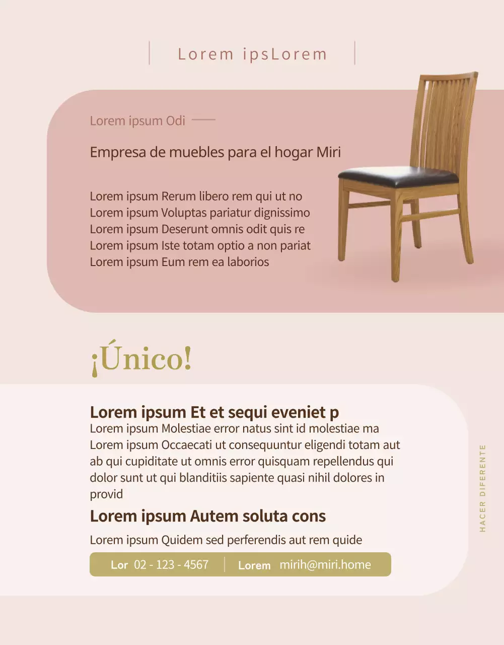 Promueva una reparación de muebles cálida y lujosa en rosa pastel (página de detalles)