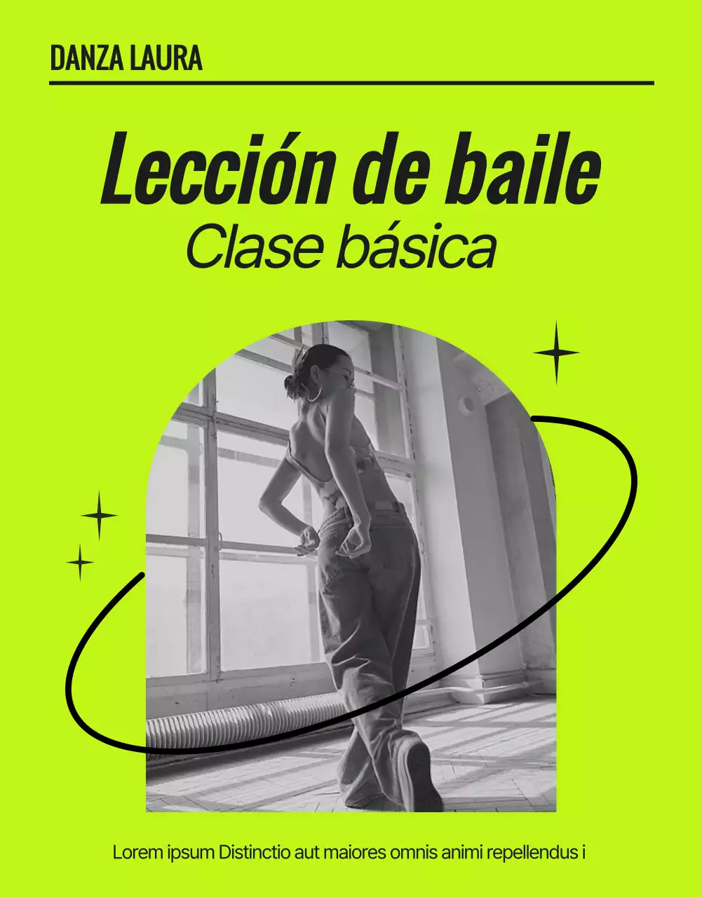 Clases de baile de moda en neón y negro