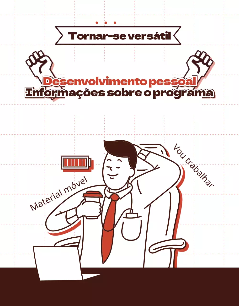 Página de informação sobre o programa de desenvolvimento pessoal com pontos vermelhos