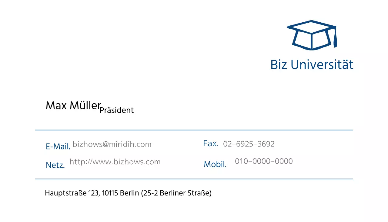 Allgemeine Visitenkarte
