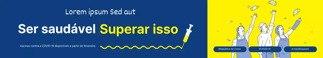 amarelo azul-marinho ilustração vacina limpa contra o coronavírus
