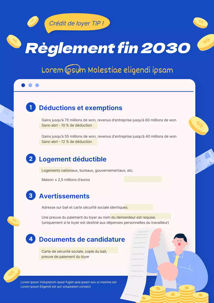 Bleu et jaune illustration propre affiche web de fin d'année verticale