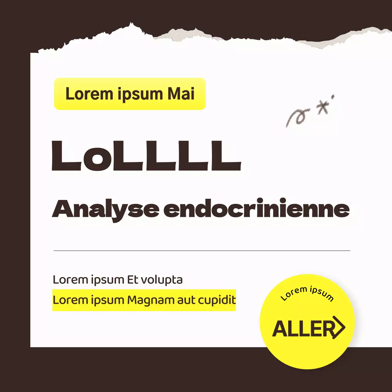 Une simple analyse de grade interne jaune et noire, une formation scolaire, une promotion de recrutement.