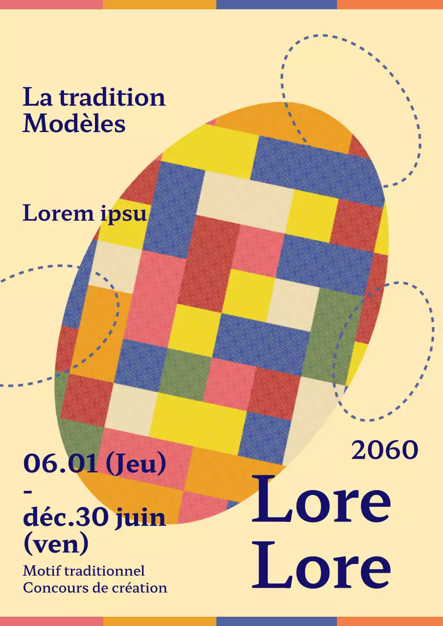 Concours de création d'un dessin traditionnel jaune et bleu marine