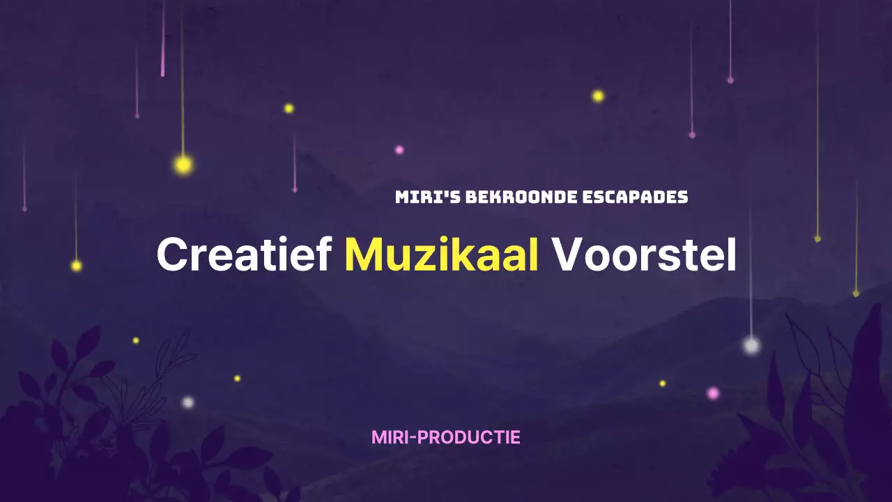 Creatief muzikaal voorstel met paarse achtergrond en ster versieringen