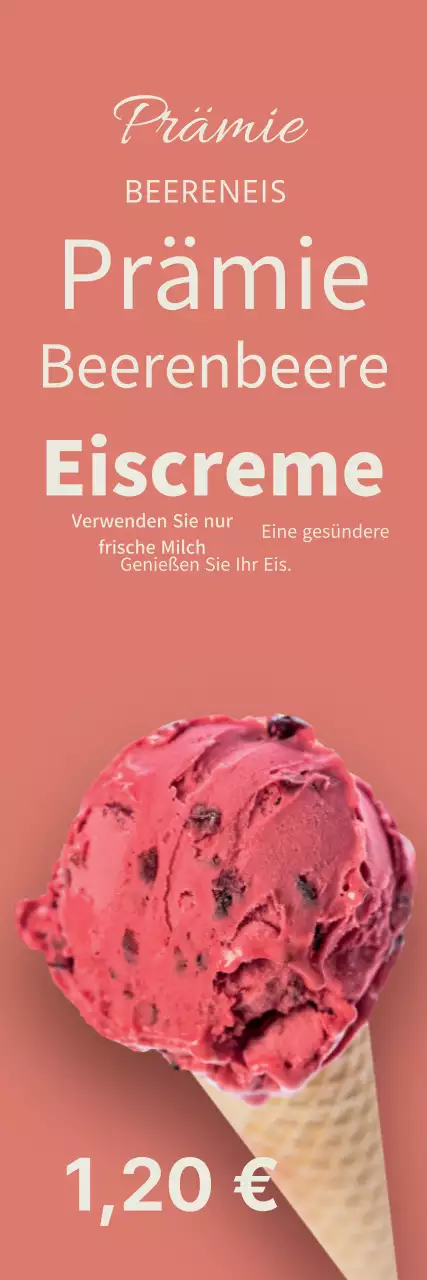 Rosa Fotos hervorheben, um für sauberes Speiseeis zu werben