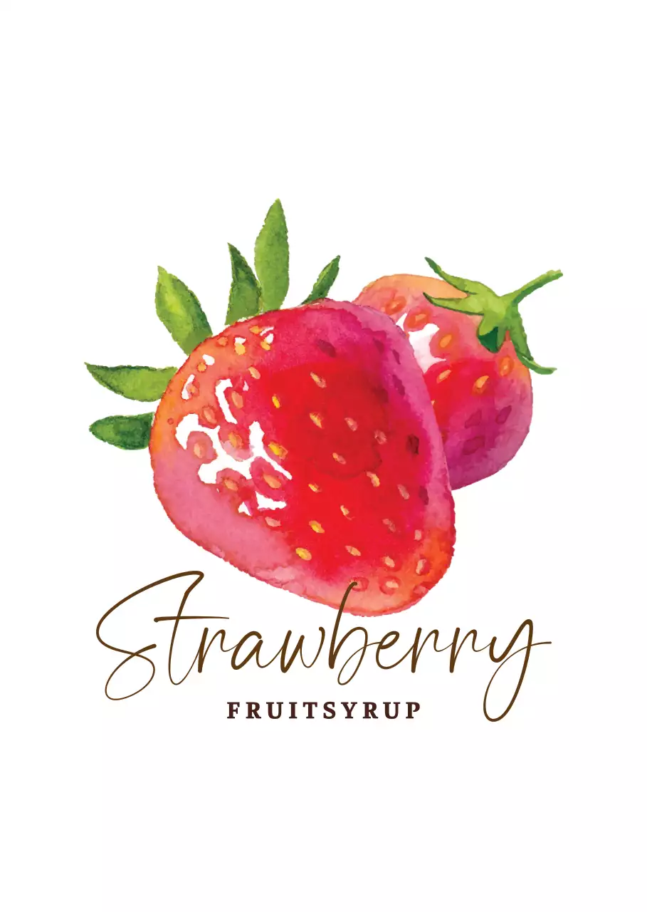 Geïllustreerde kalligrafie van aardbeien