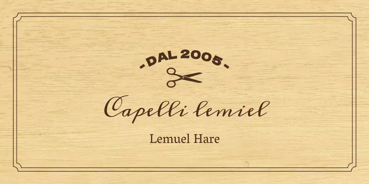 Un'insegna per parrucchieri dall'aspetto classico con testo nero e illustrazione di forbici