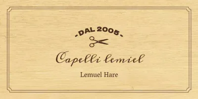 Un'insegna per parrucchieri dall'aspetto classico con testo nero e illustrazione di forbici