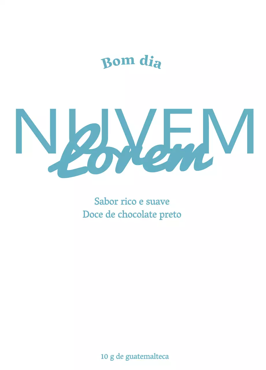 Grãos de café simples com detalhes em azul claro e texto branco