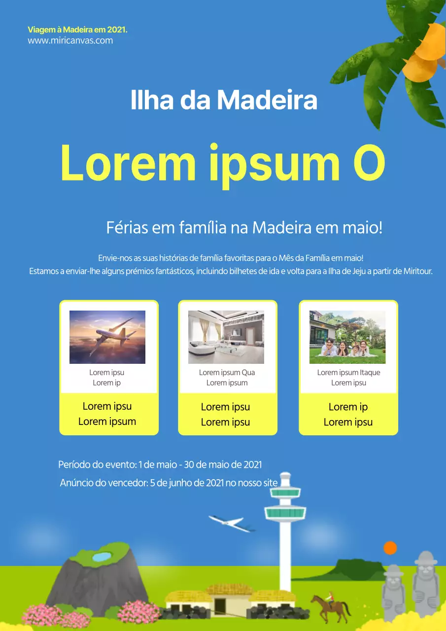 Página do evento de viagem em família Blue-green Okinawa
