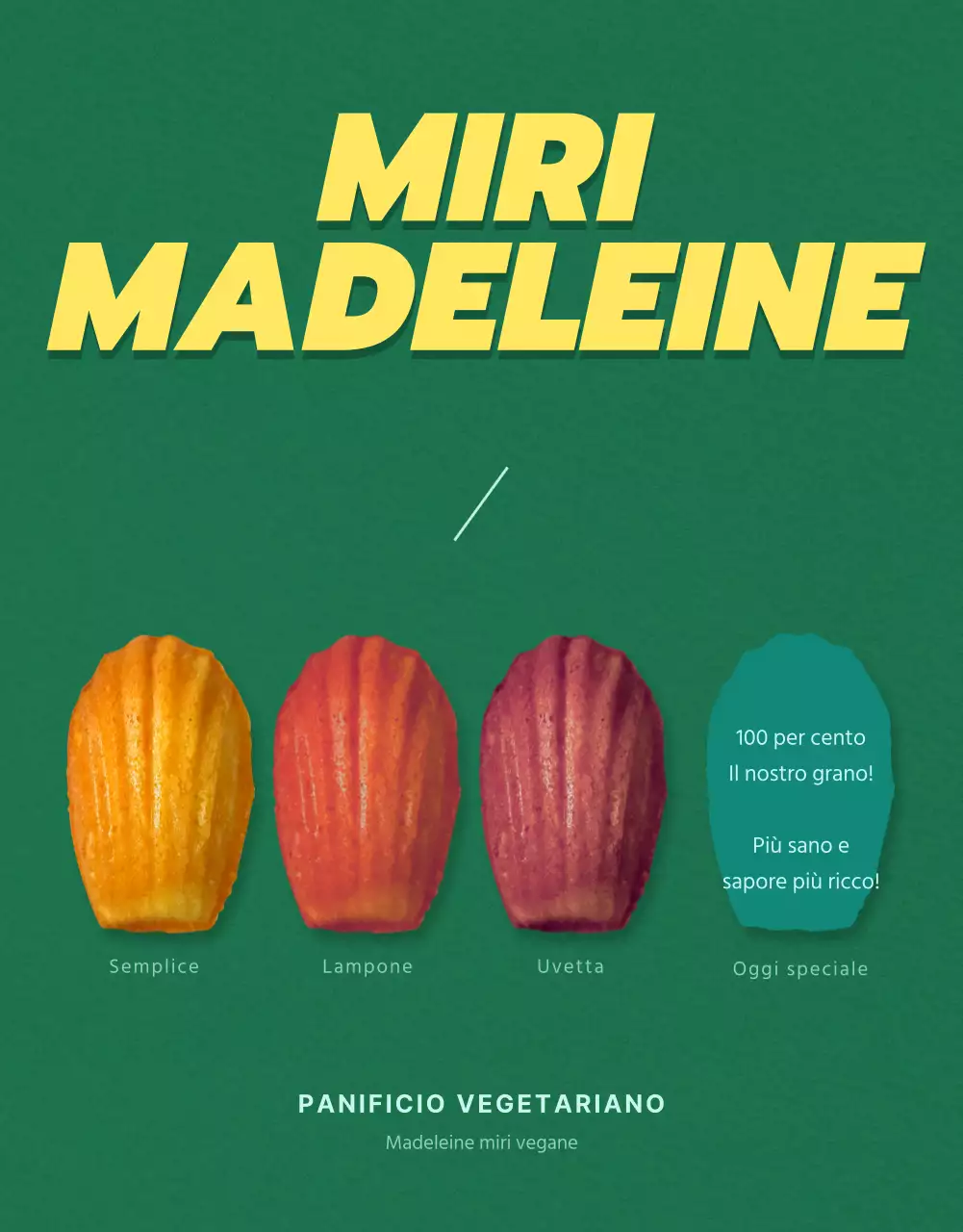 Vendere madeleine preconfezionate con sfondo verde