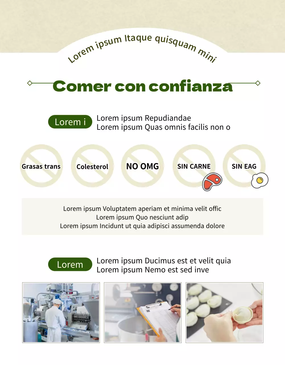 Página detallada del centro comercial con albóndigas veganas verde oliva