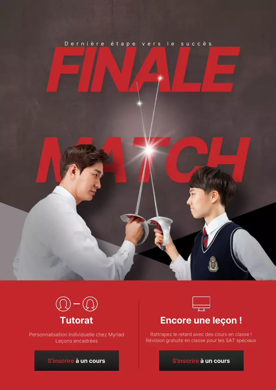 Promotion d'une école avec la photo d'un garçon en rouge et gris