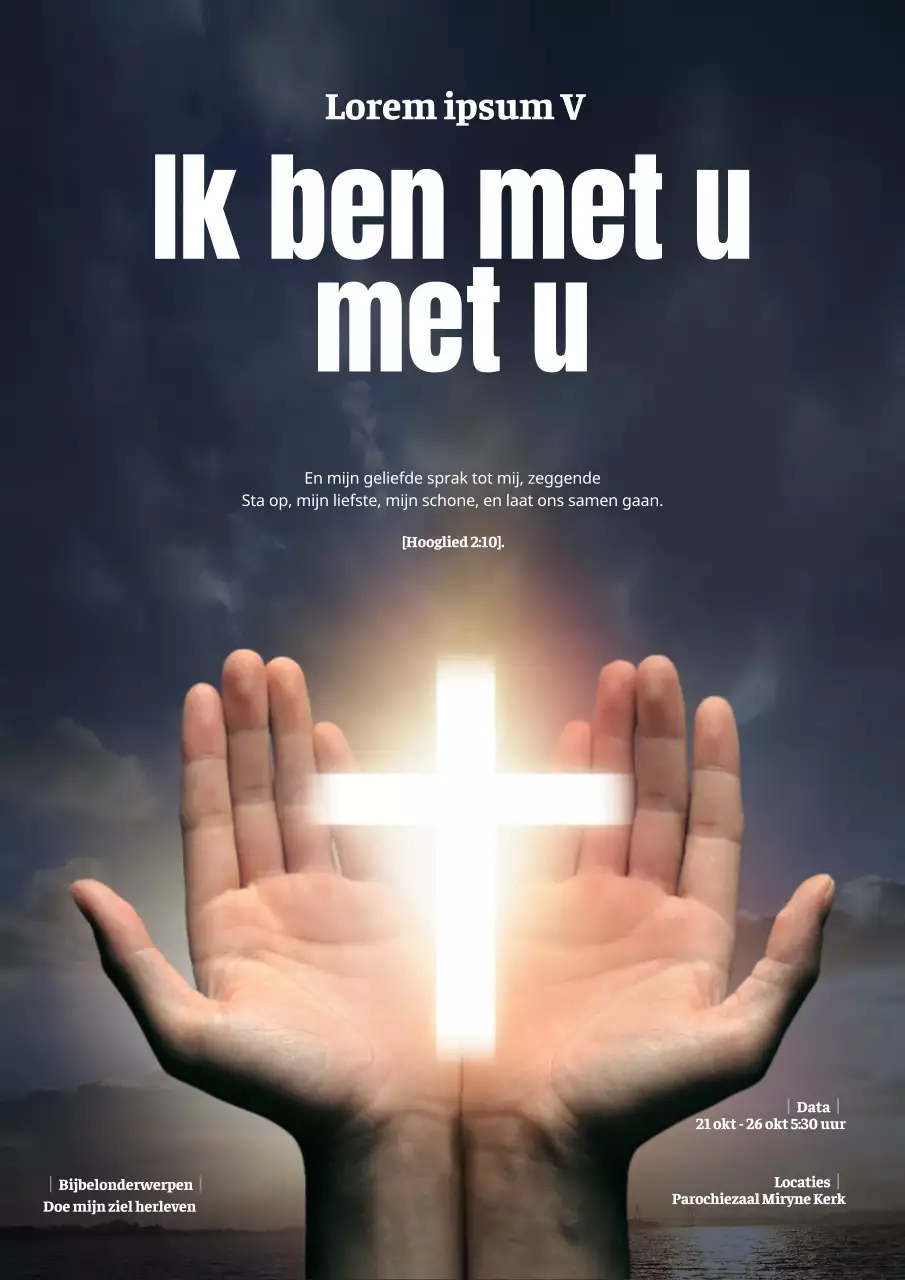 Eenvoudige kerkpromotie met zwarte handen en kruizen