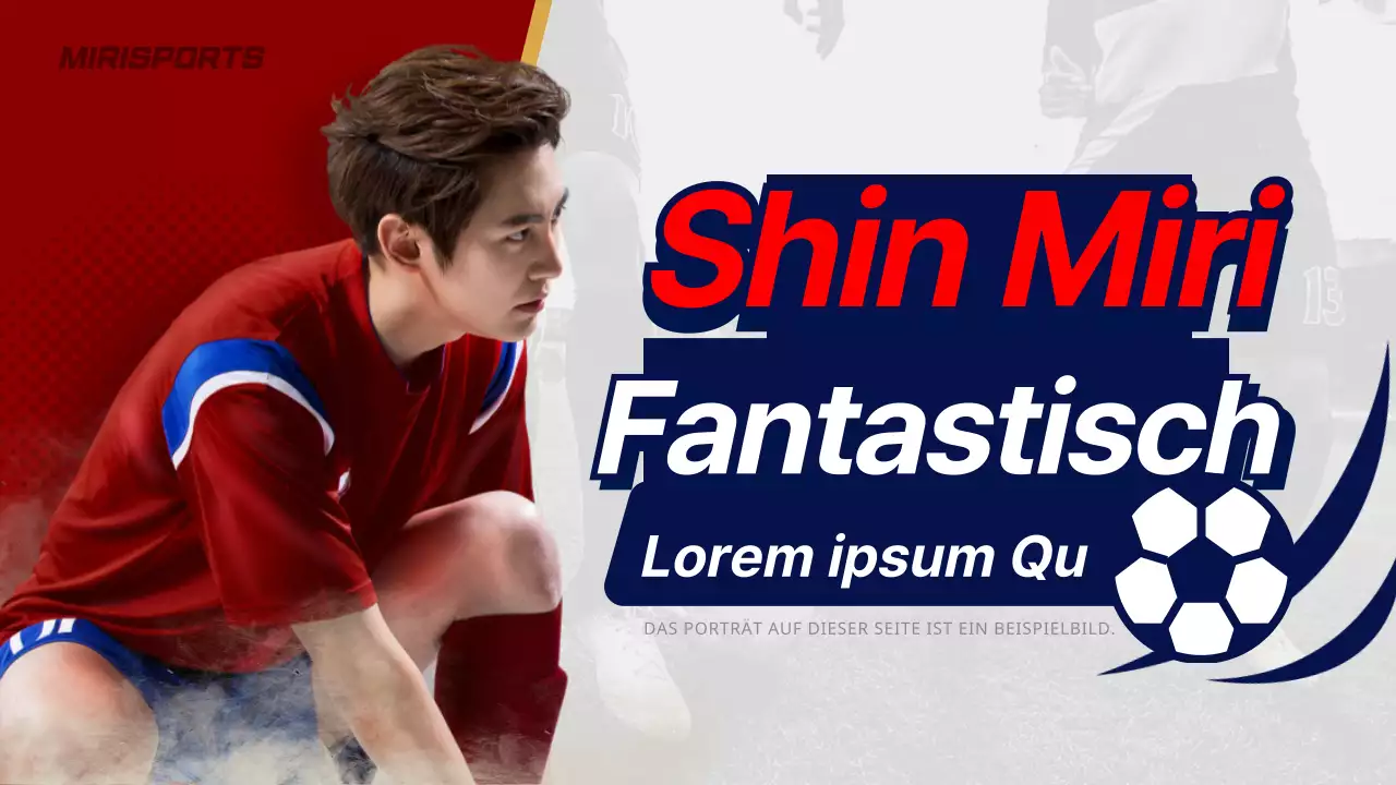 Höhepunkte des Spiels eines Fußballspielers in Rot und Blau