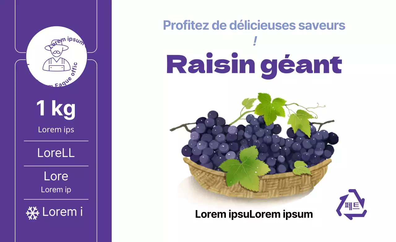 Illustration d'un produit d'été, le raisin, autocollants simples par couleur