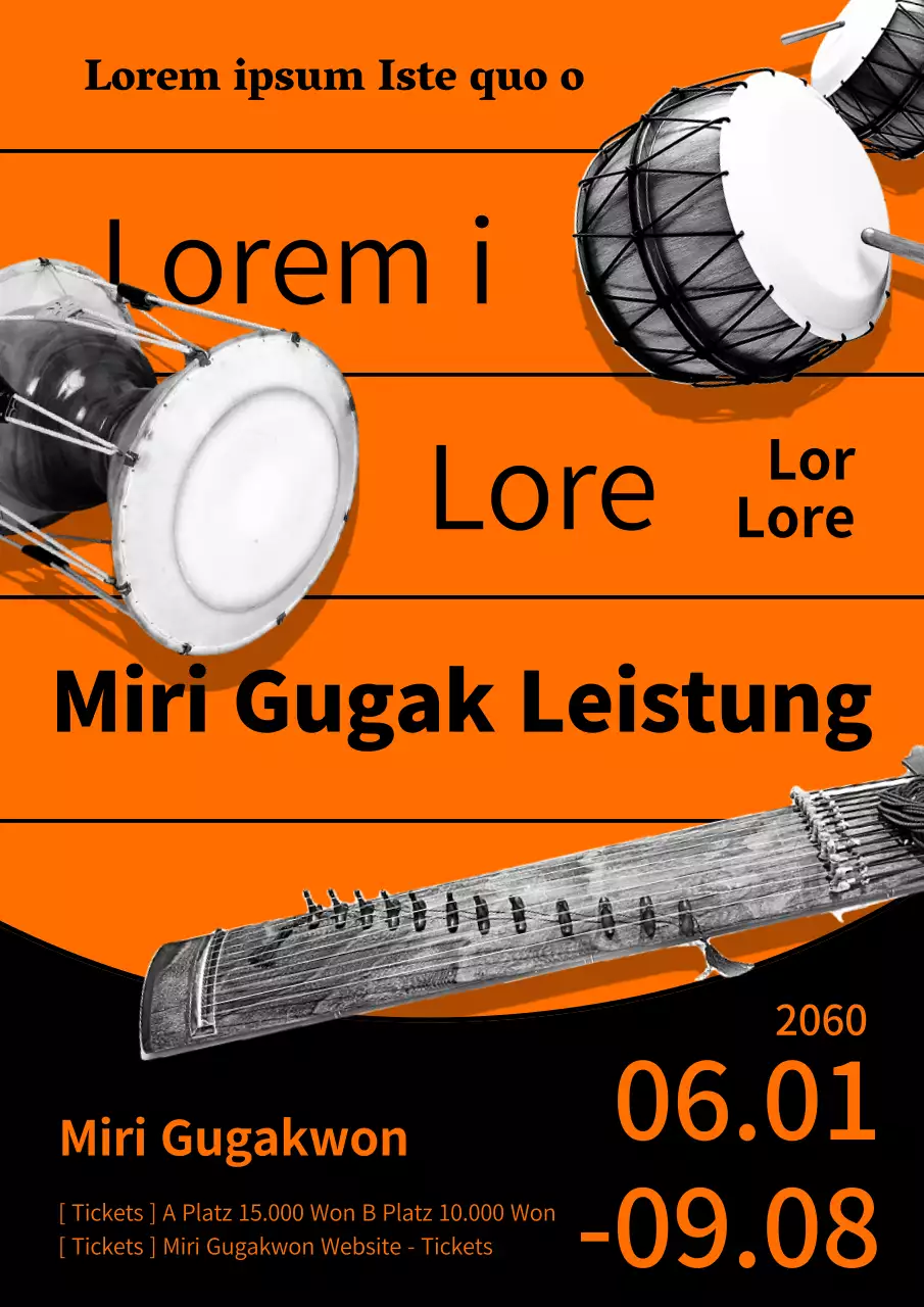 Leitfaden für klassische Aufführungen in Orange und Schwarz