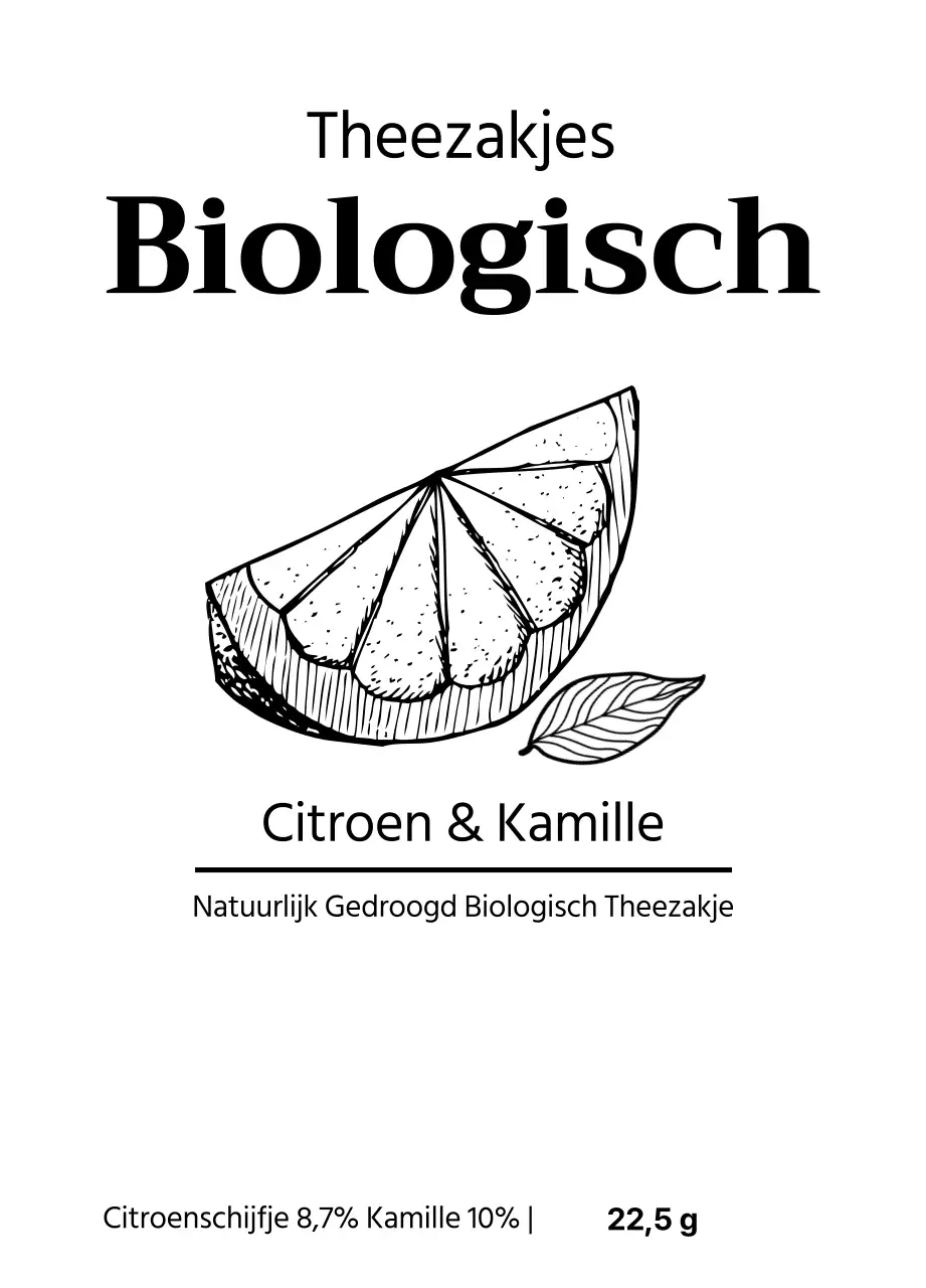 Biologische vruchtentheezakjes met fruitillustraties