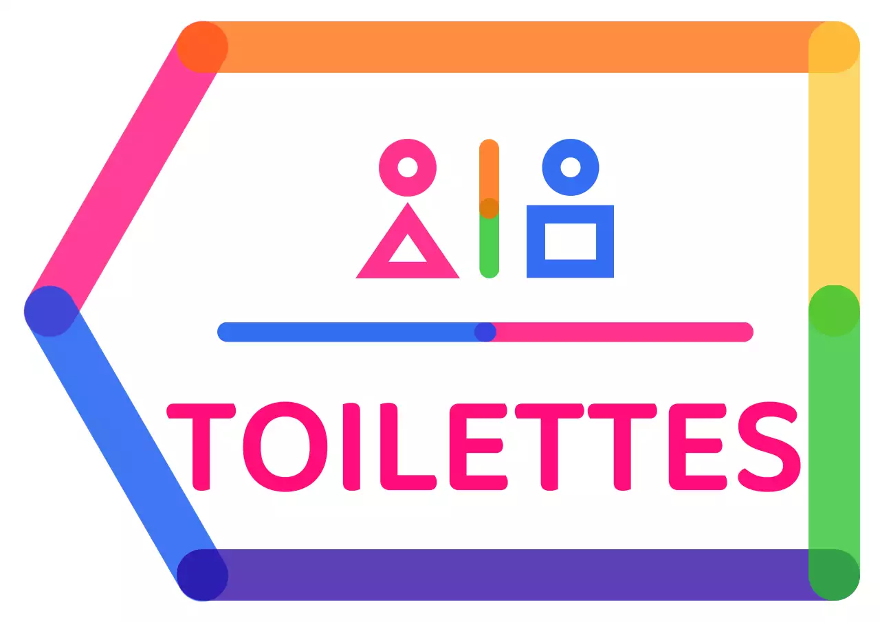 Instructions colorées et mignonnes pour les pictogrammes des toilettes