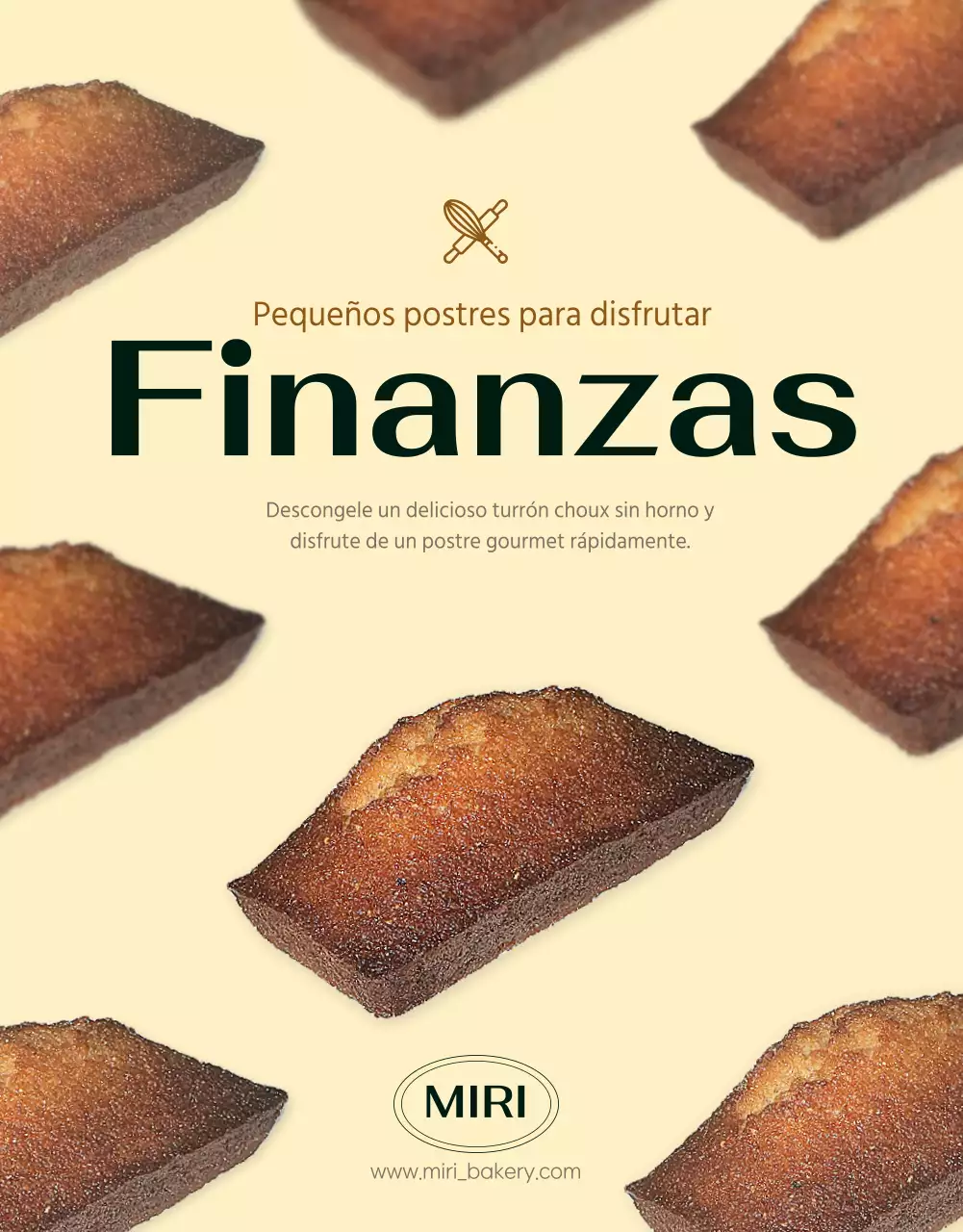 Presente la información sobre el postre en una moderna combinación de colores marfil, como en un café.