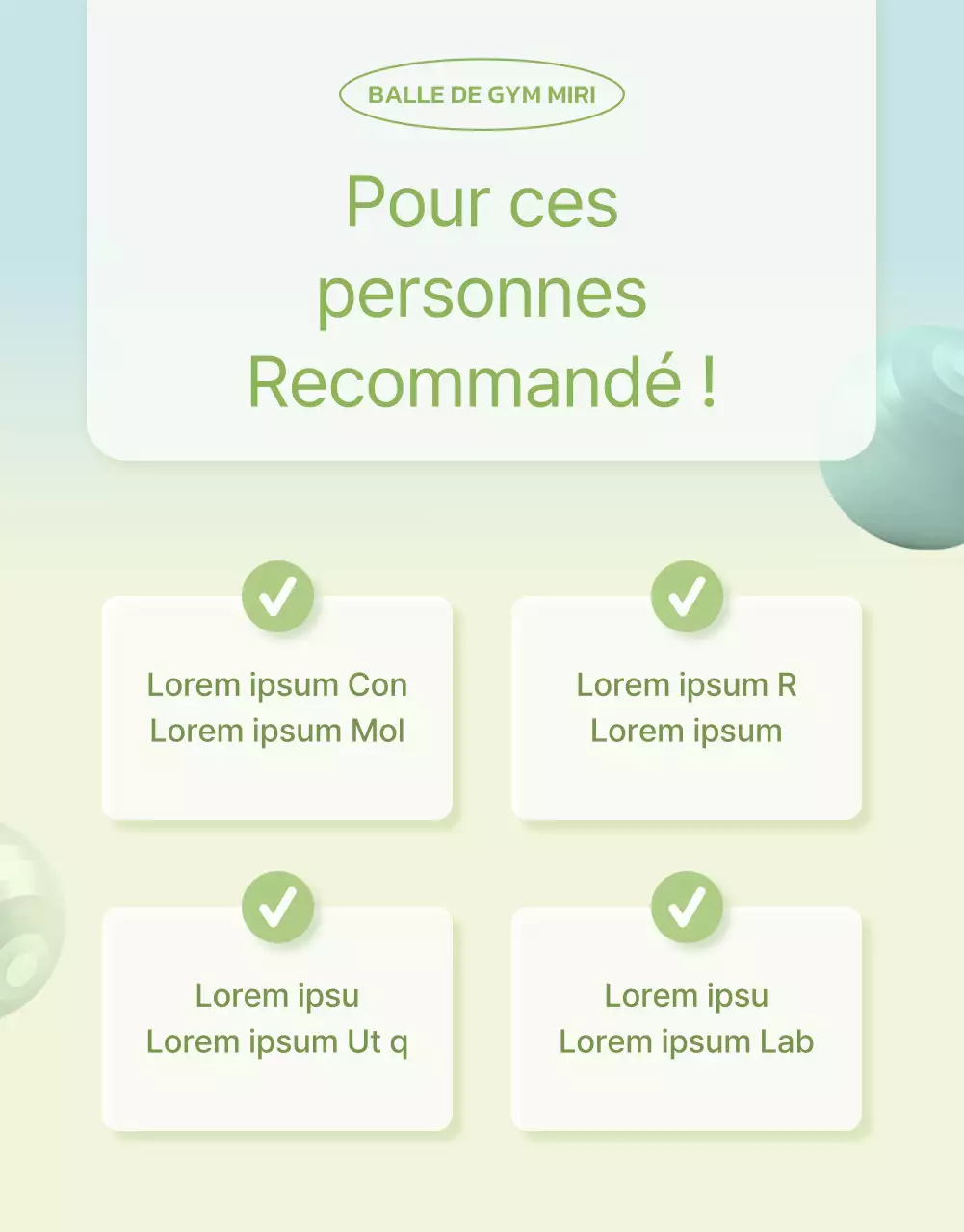 Présentation de l'appareil artistique à balles de gymnastique violet, vert lime et bleu