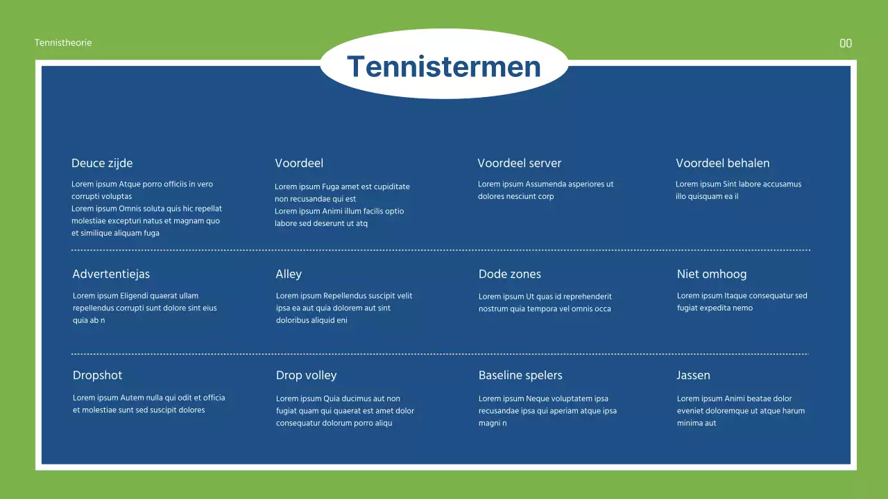 Groen en Blauw Sport Fundamentals Theorie Uitgelegd Middelbare School Presentatie