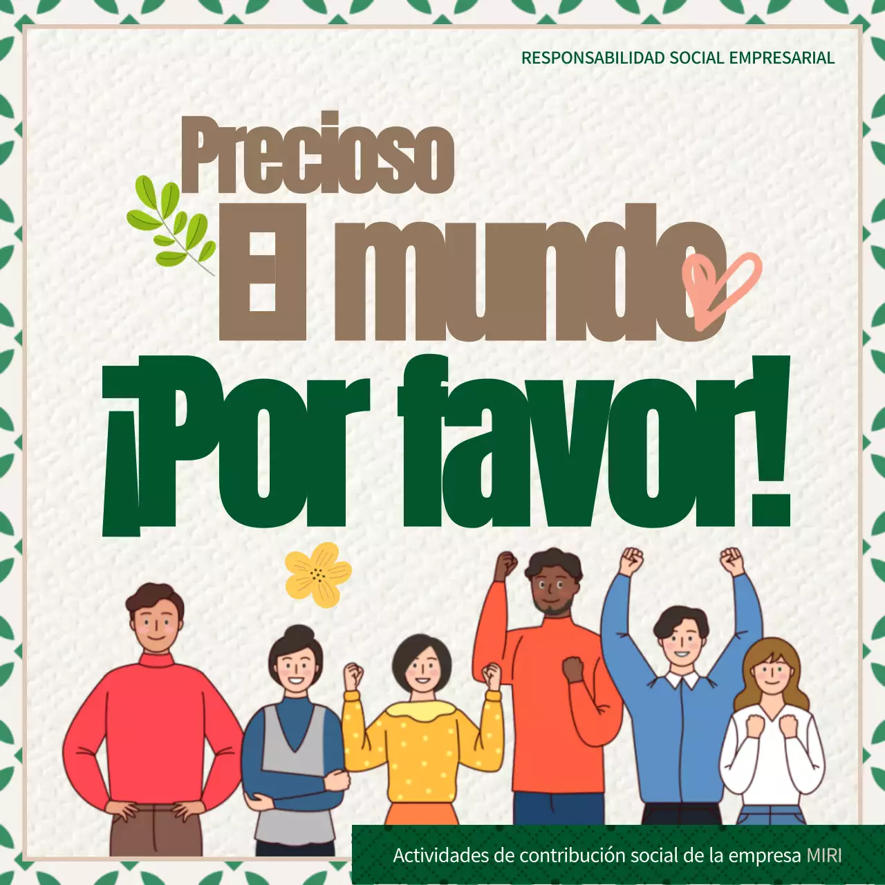 La responsabilidad social de las empresas en ilustraciones verdes y marrones