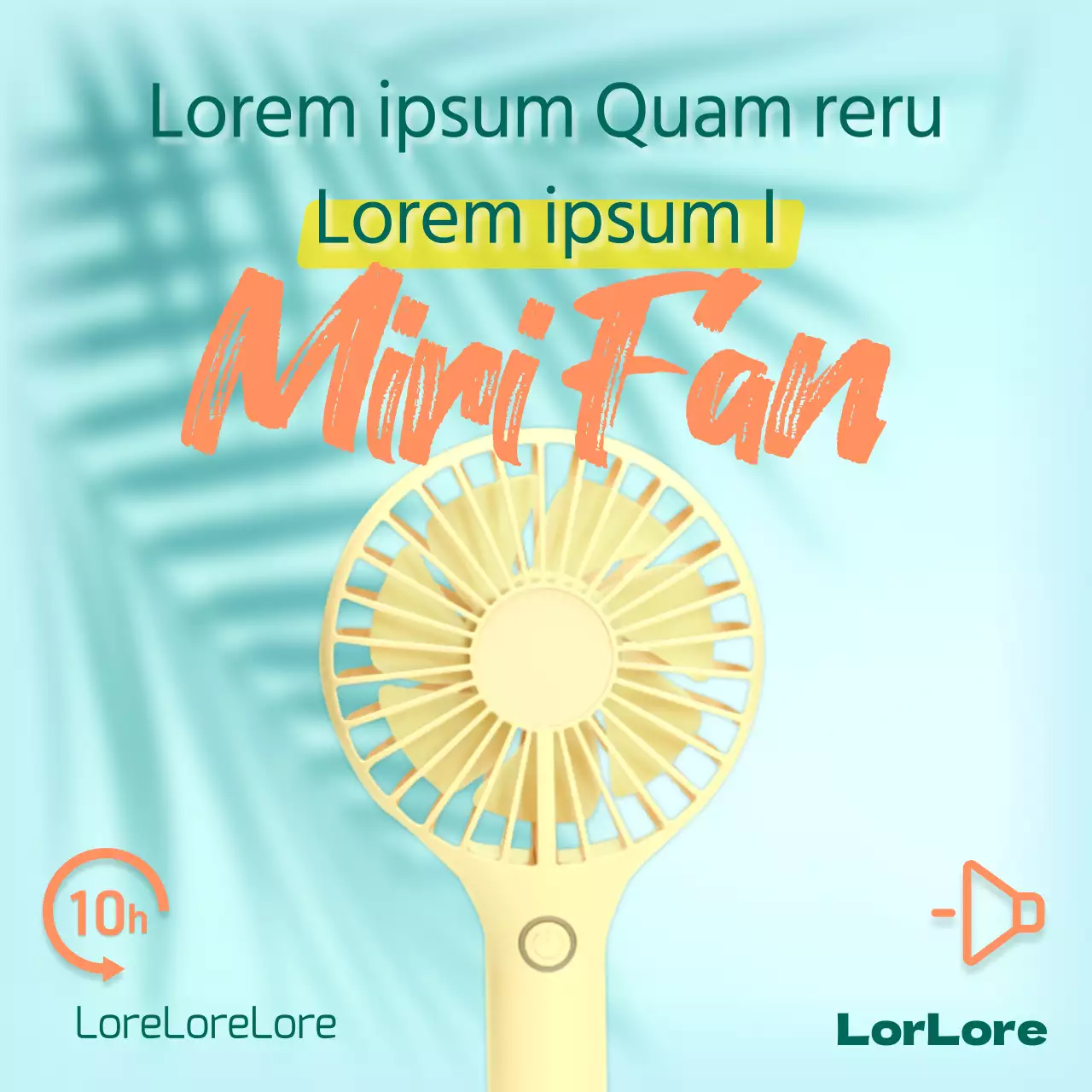 Werben Sie für einen leistungsstarken, handlichen Ventilator in Grün und Orange