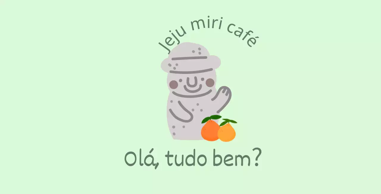 Jeju Cafe Balt, um bonito café cor de menta com tangerinas e dolharbangs da ilha de Jeju