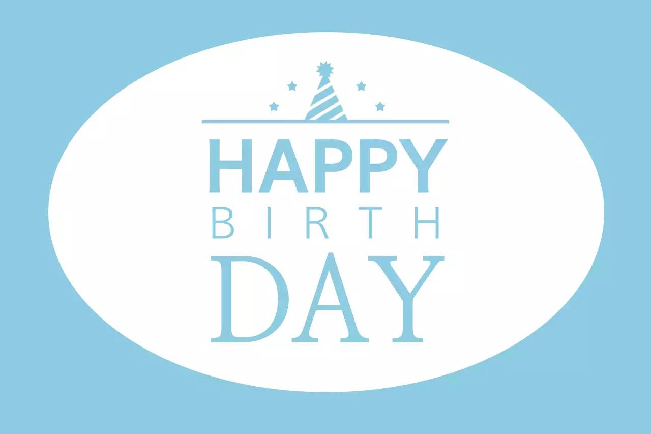 水色 シンプル 誕生日 カード ファンシーバナー