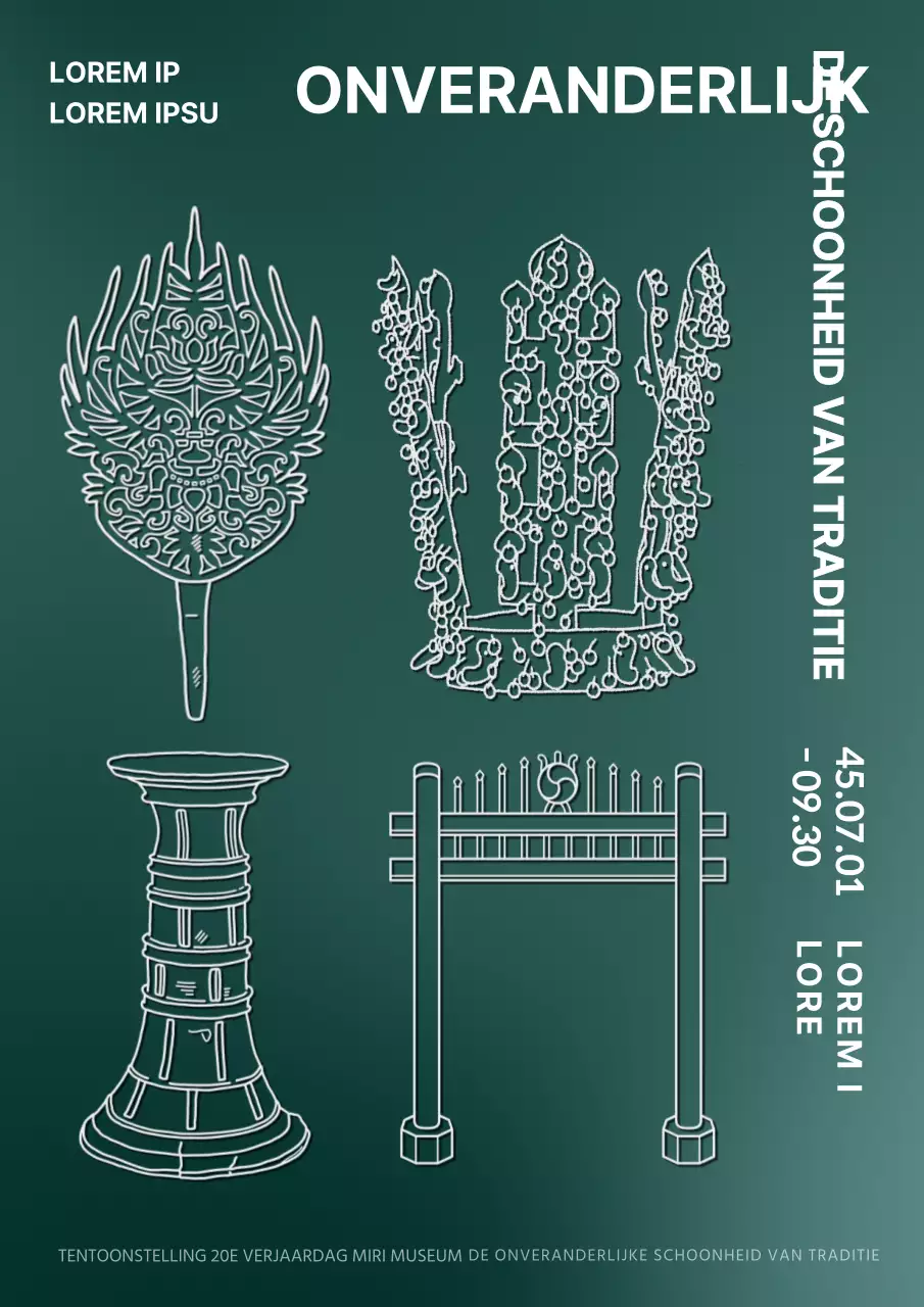 Groen Luxe Tekenconcept Museum Cultureel Erfgoed