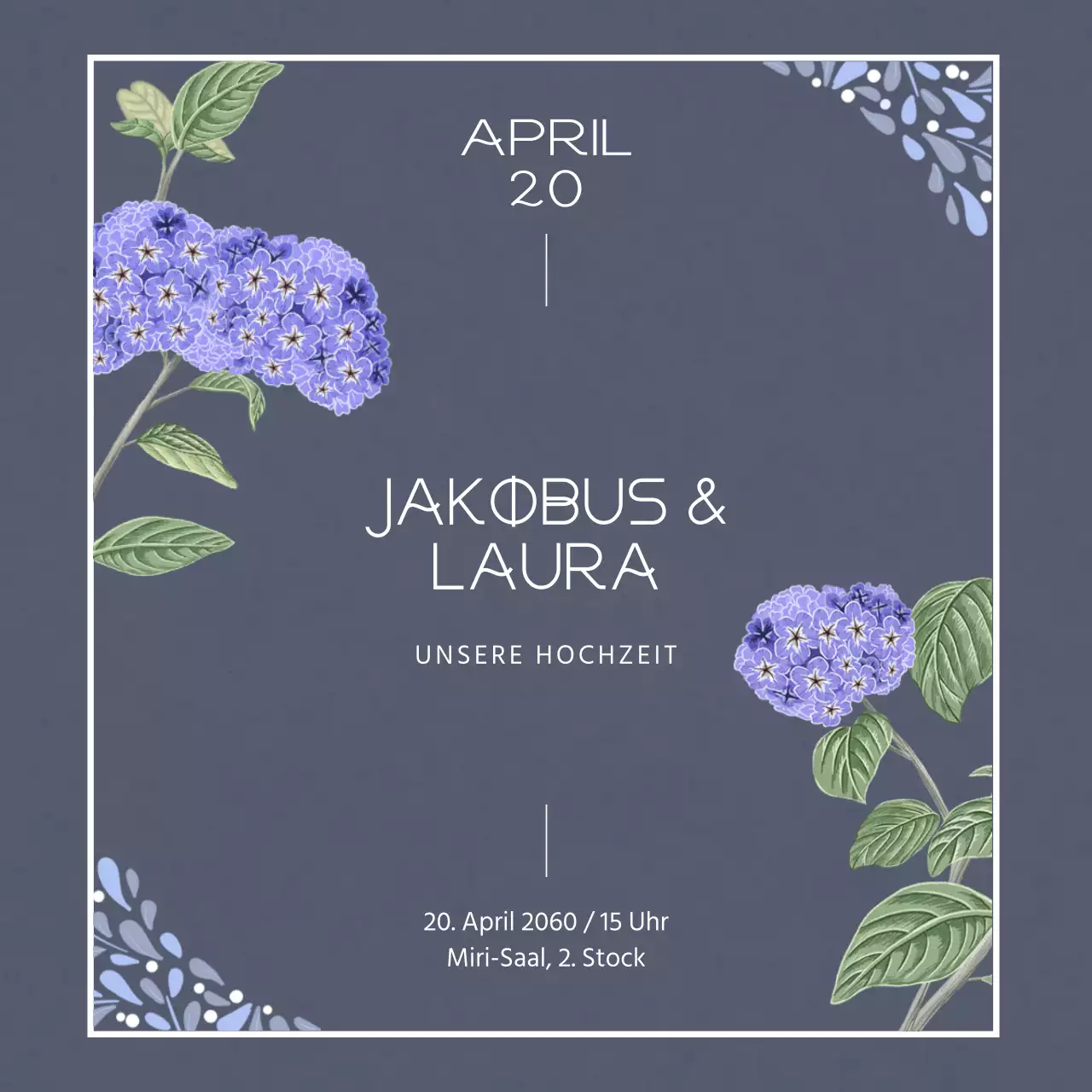 Eine sentimentale Hochzeitseinladung mit beigefarbenem Blumenmuster