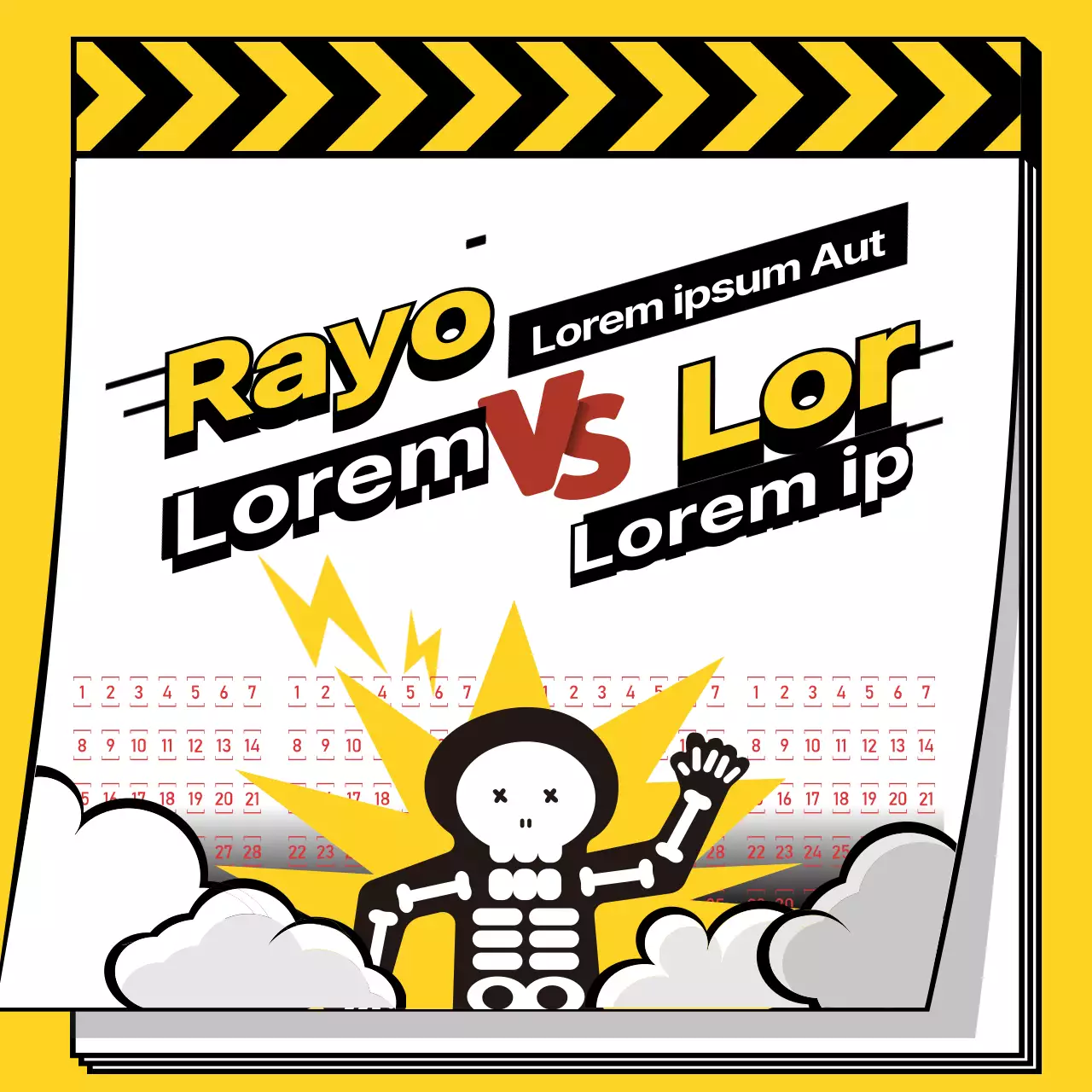 Tema de precaución sobre rayos con ilustraciones amarillas limpias