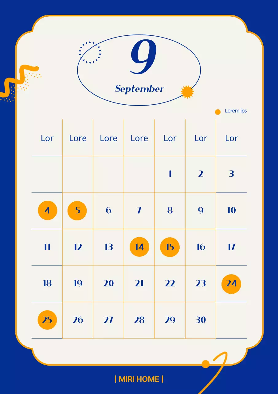 Tweekleurige marineblauwe en oranje Isha-kalender (dag zonder handen)