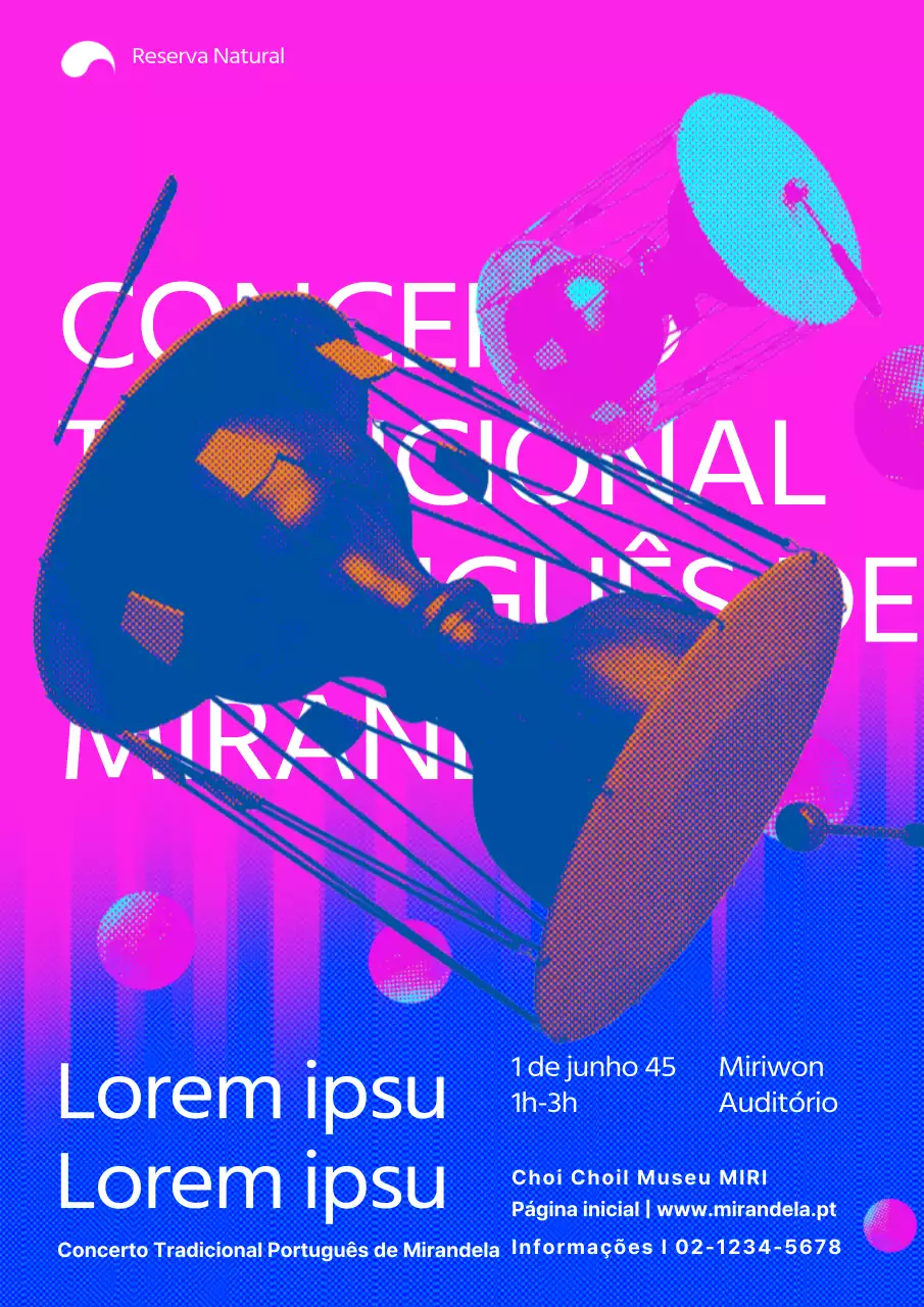 Rosa Azul Ilustração vibrante em estilo pop art de instrumentos musicais tradicionais Concerto tradicional