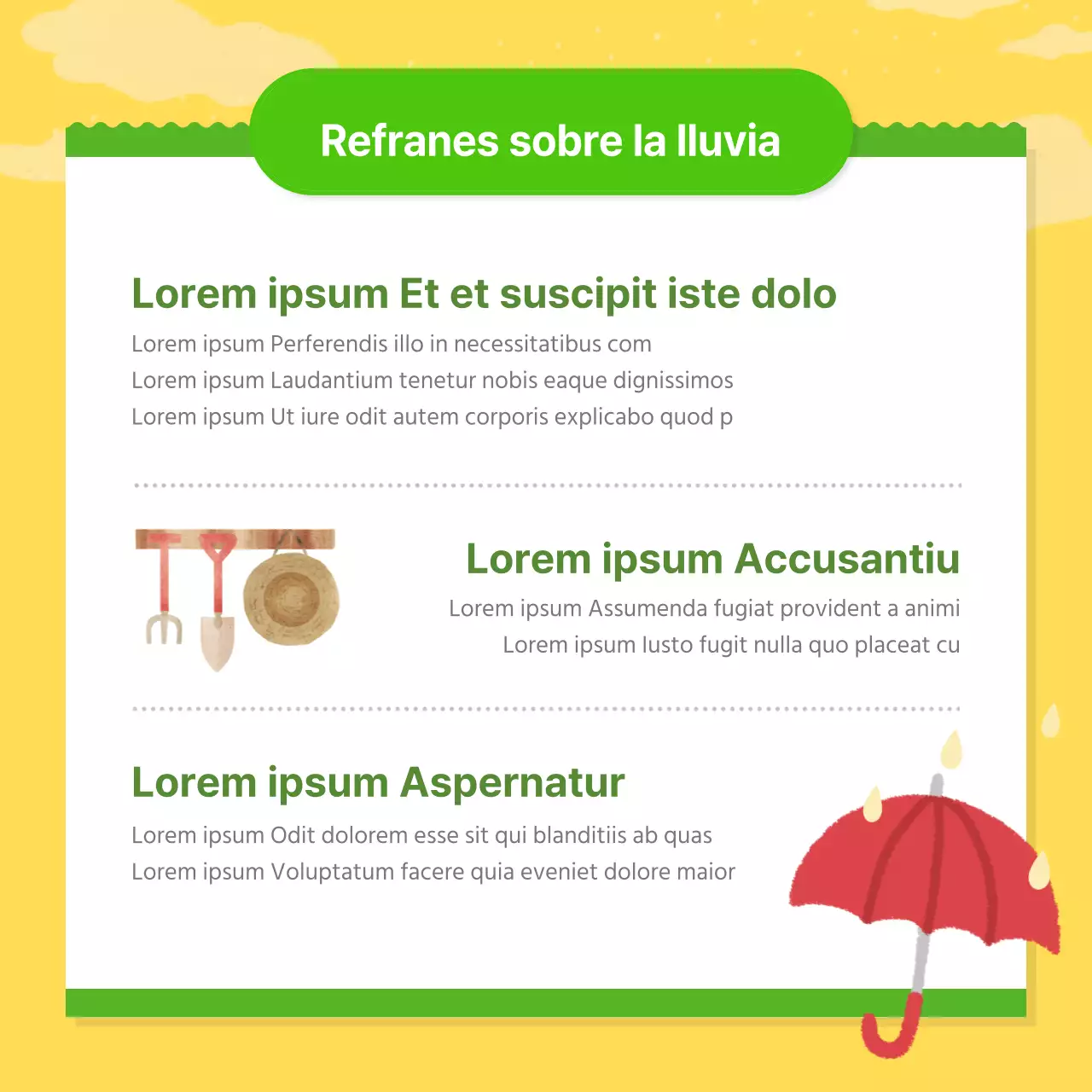 Noticias de tarjetas rurales con fondo amarillo