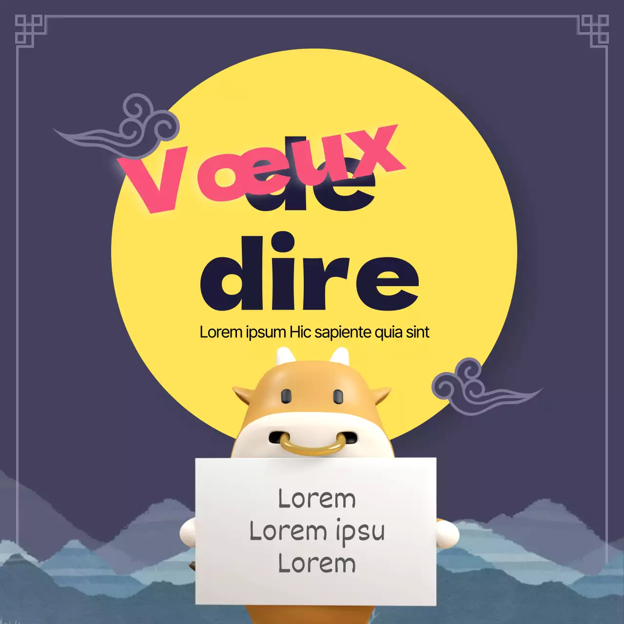 Événement du Nouvel An par une nuit sombre avec une lune brillante en arrière-plan