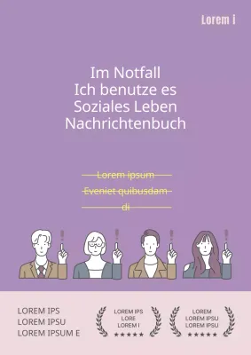 Notizbuch für das soziale Leben mit lila und thematischen Illustrationen