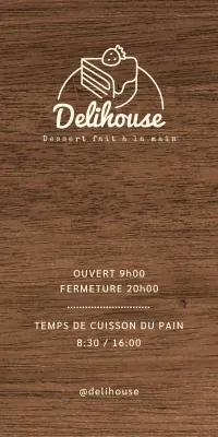 Panneau de signalisation d'un café de desserts avec texte ivoire et illustration linéaire d'un gâteau