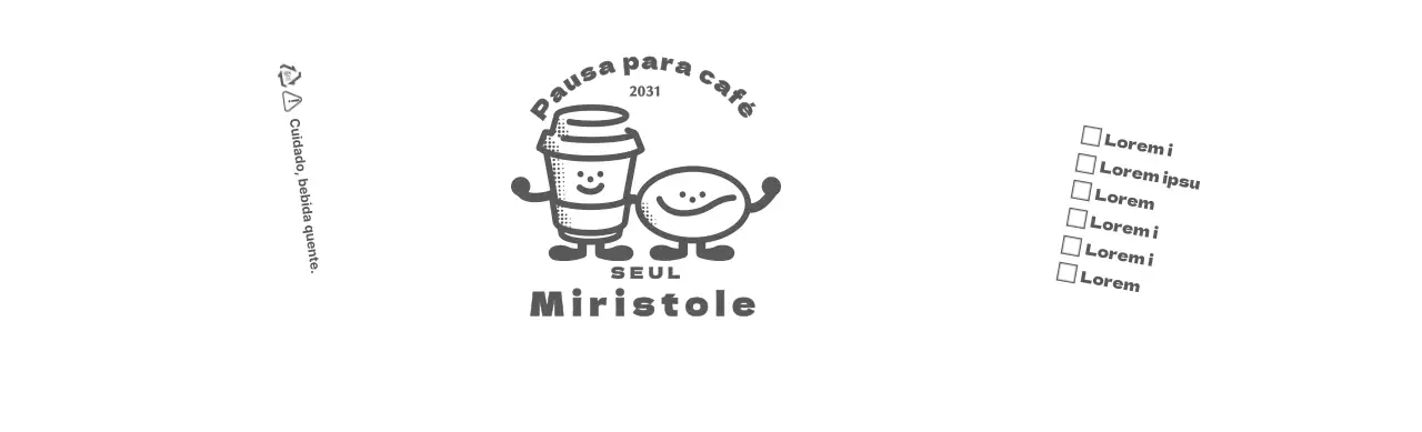 Personagens de café retro e bonitos em castanho