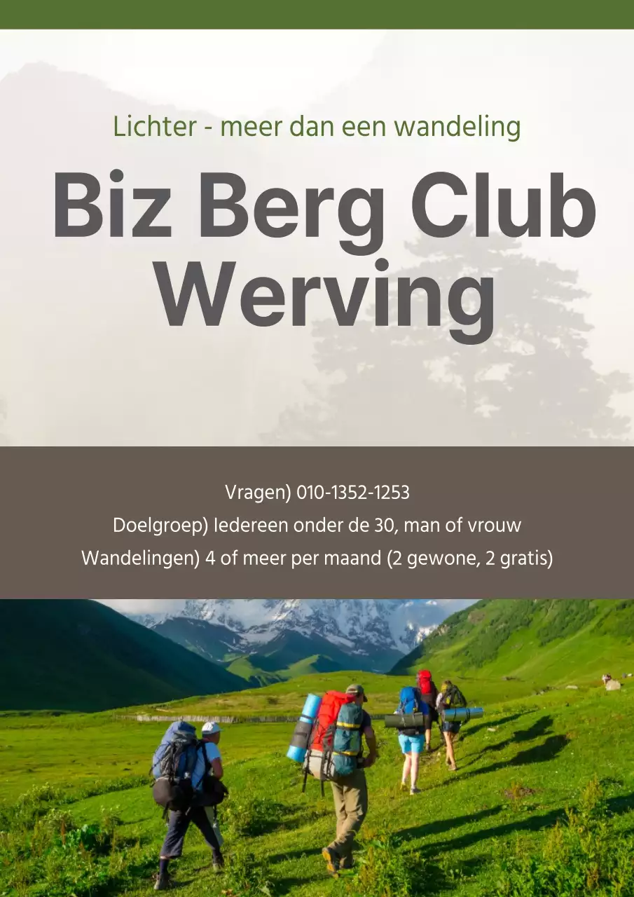 Werving van nieuwe leden voor de Bizmountaineering Society