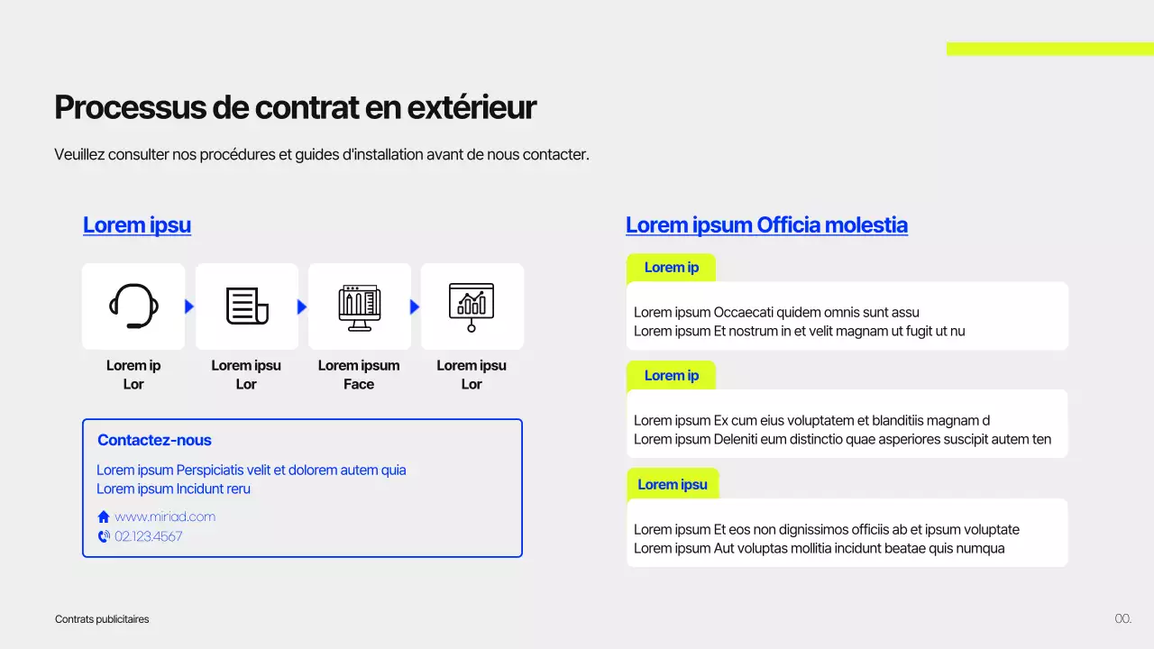 Proposition de panneau d'affichage pour les bâtiments bleu et citron vert