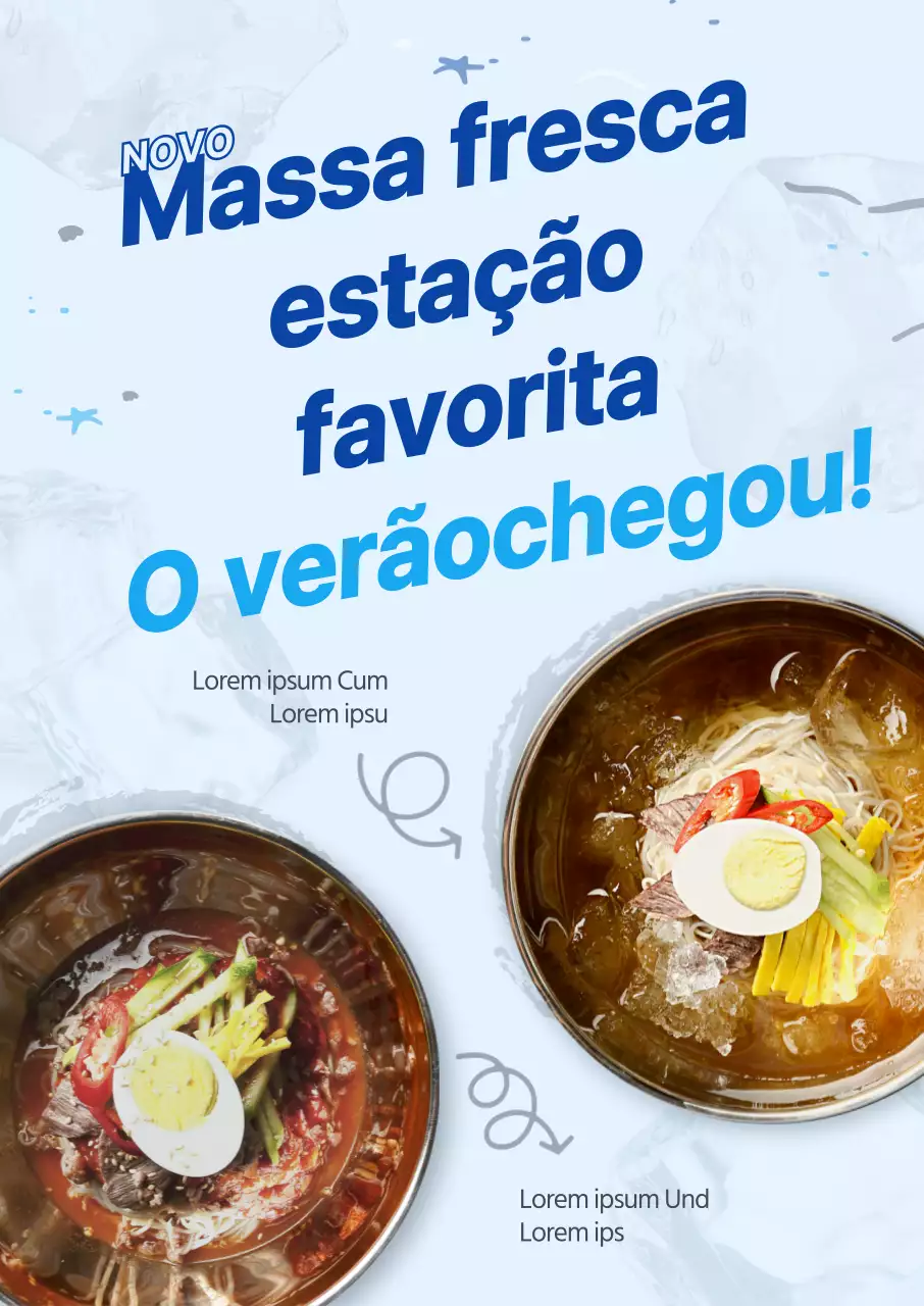 Cartaz da nova ementa do gelado de verão azul e fresco